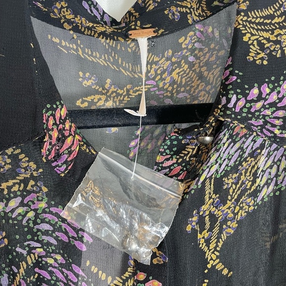 NWT Free People Sheer Layered Mini Dress Long Sleeves Collared Button Down - Picture 10 of 13